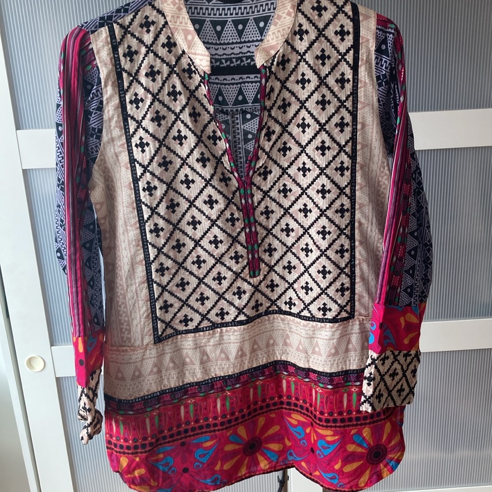 Multicolor Geometric Patterned 100 Cotton shirt size 8